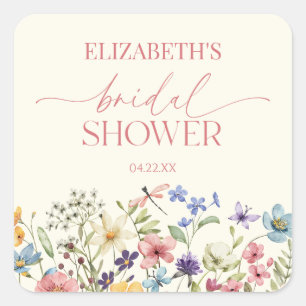 Wildflower Wild Flower Floral Bridal Shower Square Sticker