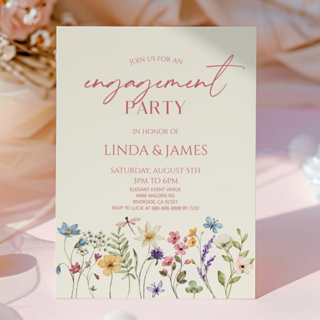 Wildflower Wild Flower Floral Engagement Party Invitation (Creator Uploaded)