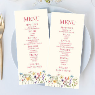 Wildflower Wild Flower Floral Garden Baby Shower Menu