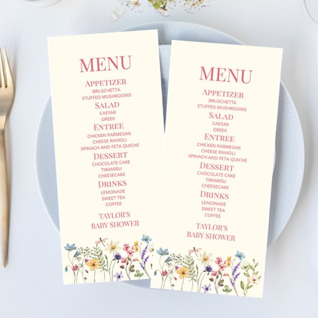 Wildflower Wild Flower Floral Garden Baby Shower Menu (Creator Uploaded)