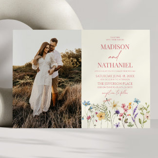 Wildflower Wild Flower Floral Garden Photo Wedding Invitation