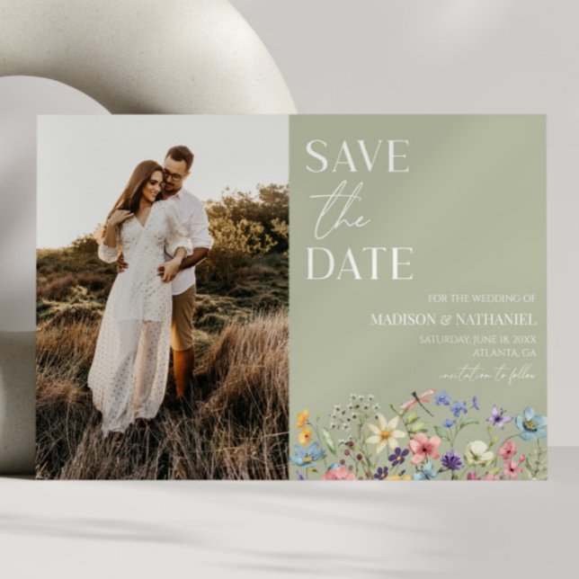Wildflower Wild Flower Floral Garden Photo Wedding Save The Date (Creator Uploaded)
