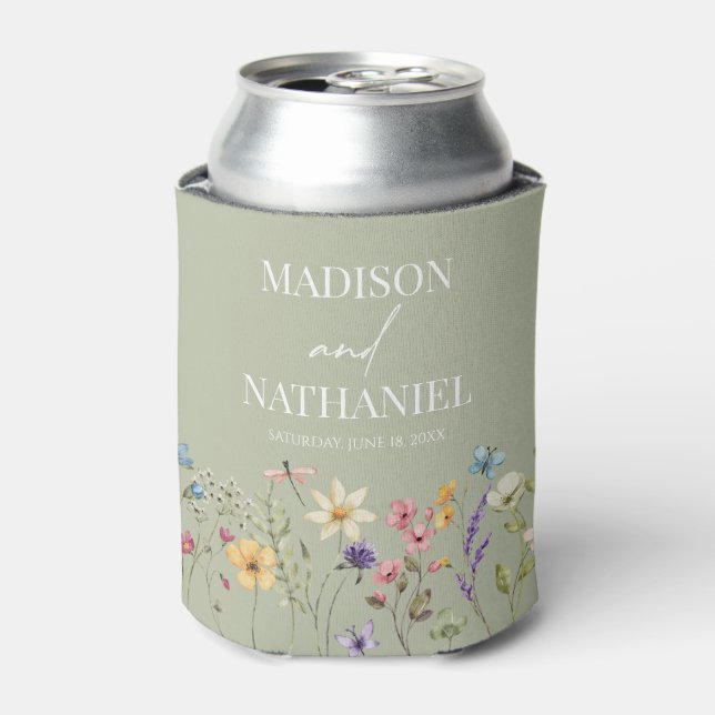 Wildflower Wild Flower Floral Garden Wedding Can Cooler (Can Front)