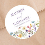 Wildflower Wild Flower Floral Garden Wedding Classic Round Sticker<br><div class="desc">These are Wildflower Wild Flower Floral Garden Wedding Party Favour Stickers!</div>