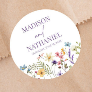 Wildflower Wild Flower Floral Garden Wedding Classic Round Sticker