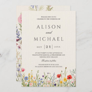 Wildflower Wild Flower Floral Garden Wedding  Invitation