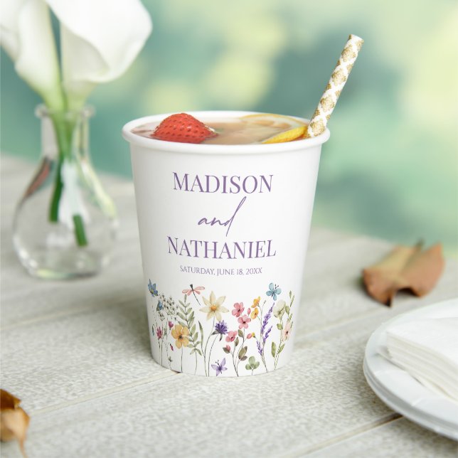 Wildflower Wild Flower Floral Garden Wedding Paper Cups (Insitu)