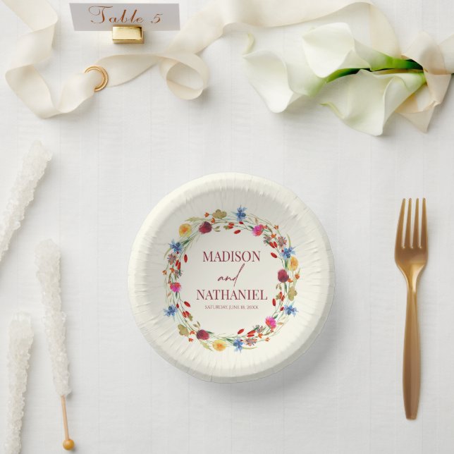 Wildflower Wild Flower Floral Garden Wedding Paper Plate (Wedding)