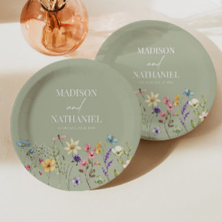 Wildflower Wild Flower Floral Garden Wedding Paper Plate