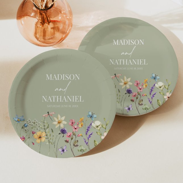 Wildflower Wild Flower Floral Garden Wedding Paper Plate (Creator Uploaded)