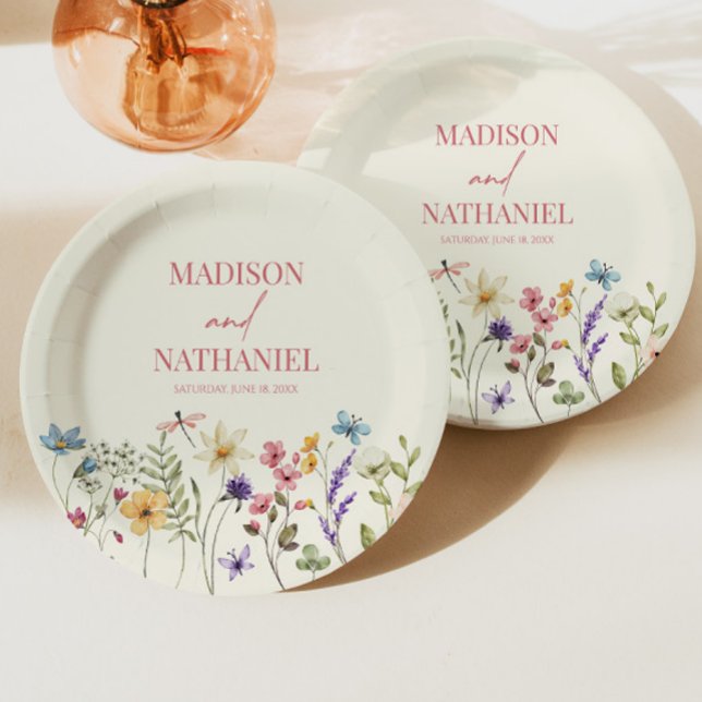 Wildflower Wild Flower Floral Garden Wedding Paper Plate (Creator Uploaded)