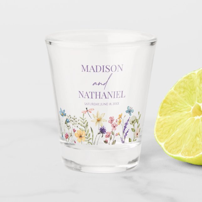 Wildflower Wild Flower Floral Garden Wedding Shot Glass (Front)