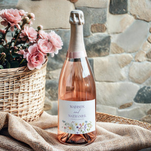 Wildflower Wild Flower Floral Garden Wedding Sparkling Wine Label