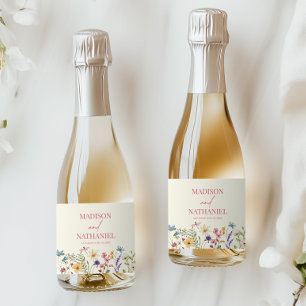Wildflower Wild Flower Floral Garden Wedding Sparkling Wine Label
