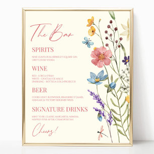 Wildflower Wild Flower Floral Wedding Bar Sign
