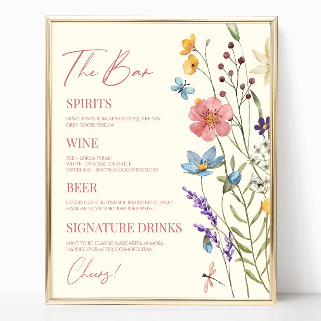 Wildflower Wild Flower Floral Wedding Bar Sign (Creator Uploaded)