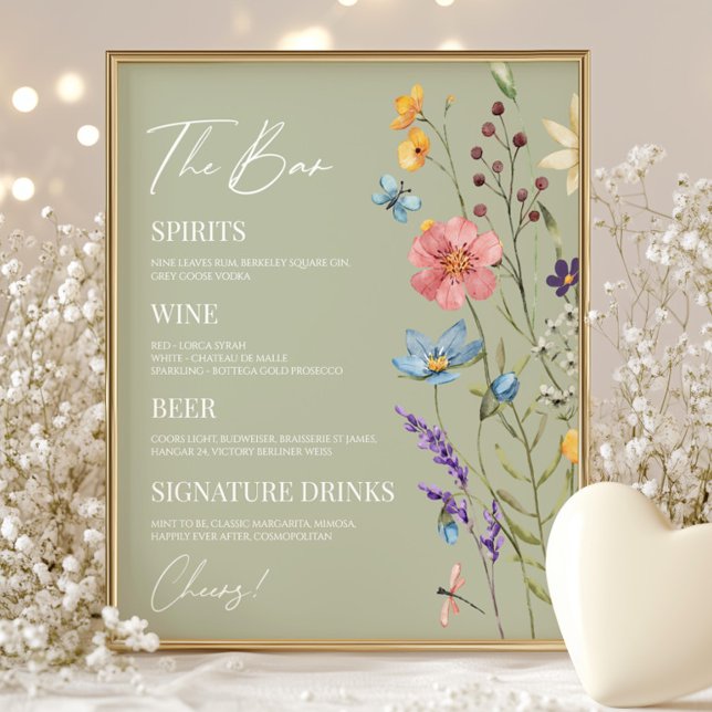 Wildflower Wild Flower Floral Wedding Bar Sign (Creator Uploaded)