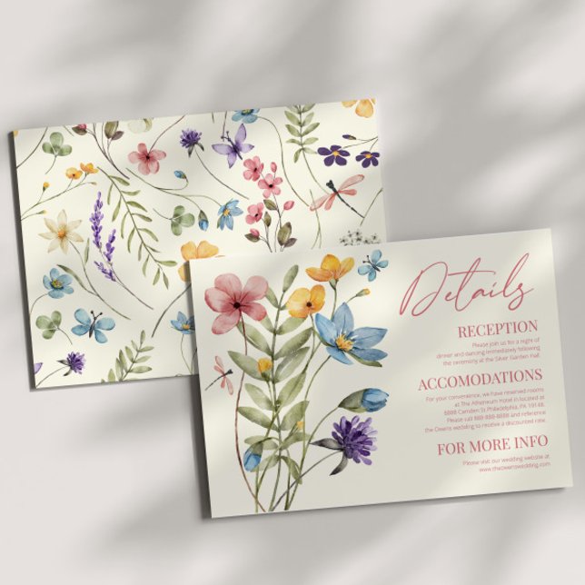 Wildflower Wild Flower Floral Wedding Details Enclosure Card (Creator Uploaded)