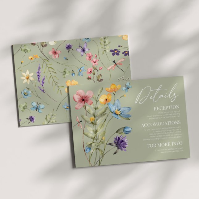 Wildflower Wild Flower Floral Wedding Details Enclosure Card (Creator Uploaded)