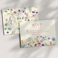 Wildflower Wild Flower Floral Wedding RSVP Card