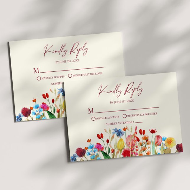 Wildflower Wild Flower Floral Wedding RSVP Card (Creator Uploaded)