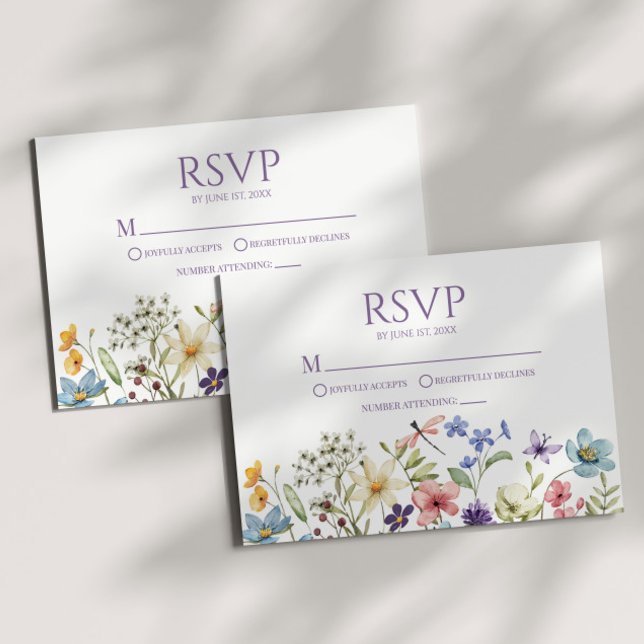 Wildflower Wild Flower Floral Wedding RSVP Card (Creator Uploaded)