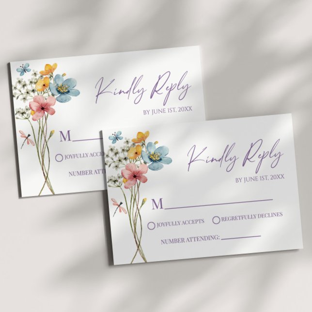 Wildflower Wild Flower Floral Wedding RSVP Card (Creator Uploaded)