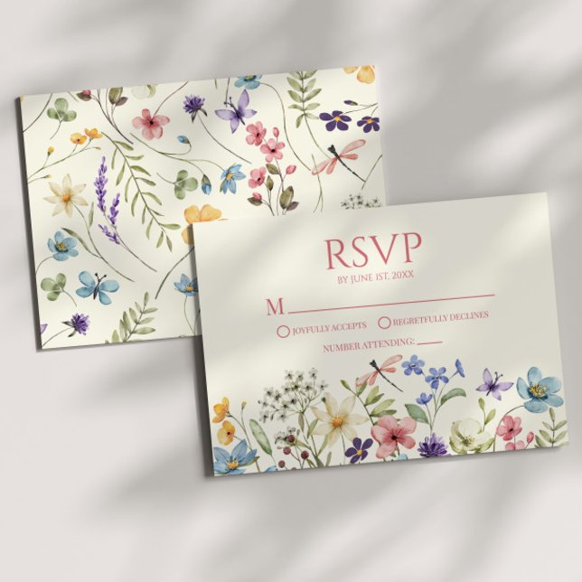 Wildflower Wild Flower Floral Wedding RSVP Card (Creator Uploaded)