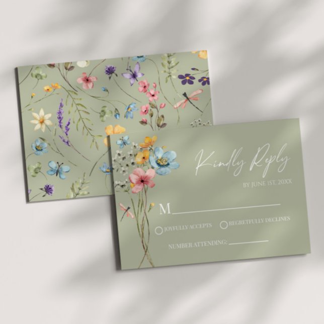 Wildflower Wild Flower Floral Wedding RSVP Card (Creator Uploaded)