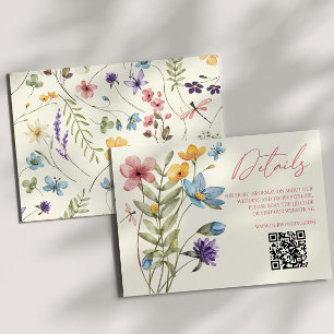 Wildflower Wild Flower QR Code Wedding Details Enclosure Card