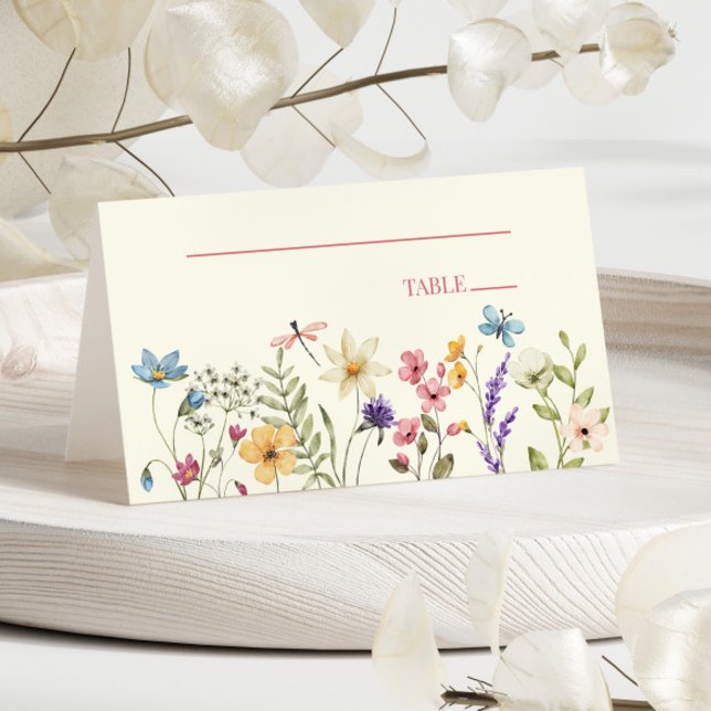Wildflower Wild Flowers Floral Baptism Place Card (Creator Uploaded)