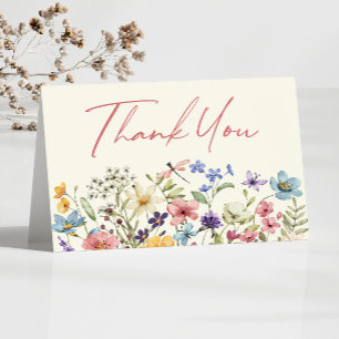 Wildflower Wild Flowers Floral Bridal Shower Thank You Card