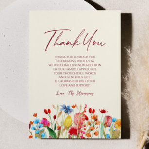 Wildflower Wild Flowers Floral Garden Baby Shower Thank You Card