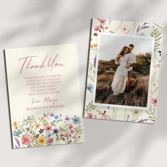 Wildflower Wild Flowers Floral Garden Custom Photo Thank You Card (Creator Uploaded)