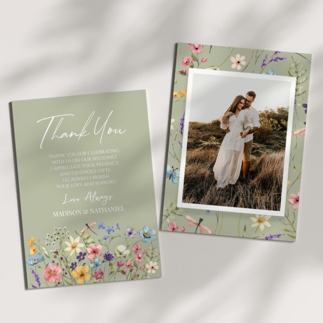 Wildflower Wild Flowers Floral Garden Custom Photo Thank You Card (Creator Uploaded)