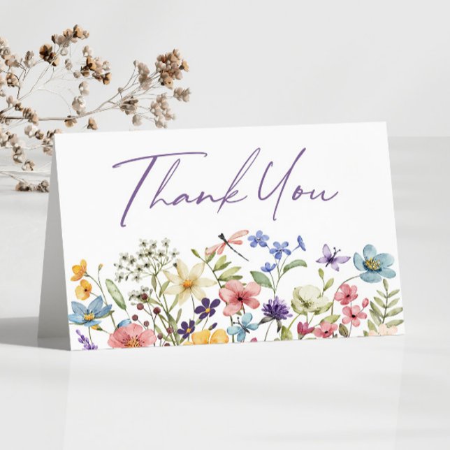 Wildflower Wild Flowers Floral Garden Thank You Card (Creator Uploaded)