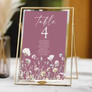 Wildflower Wild Flowers Floral Garden Wedding Table Number