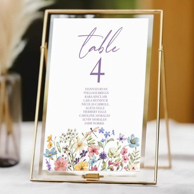 Wildflower Wild Flowers Floral Garden Wedding Table Number (Creator Uploaded)