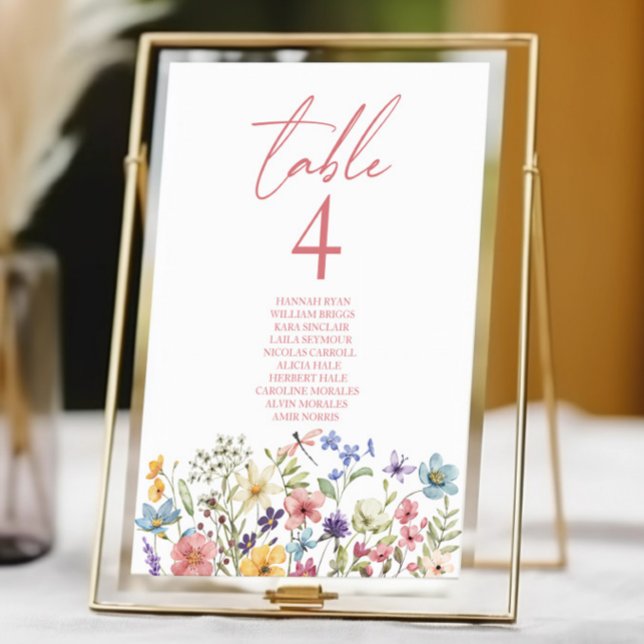 Wildflower Wild Flowers Floral Garden Wedding Table Number (Creator Uploaded)