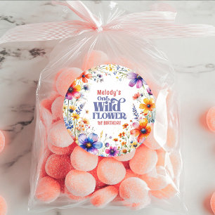 Wildflower Wild One 1st birthday Classic Round Sticker