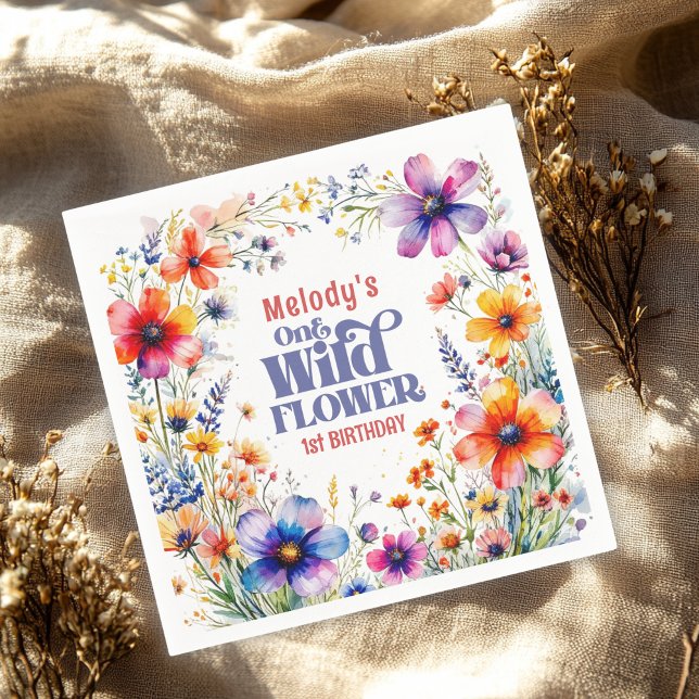 Wildflower Wild One 1st birthday  Napkin (Creator Uploaded)