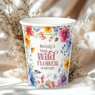 Wildflower Wild One 1st birthday  Paper Cups