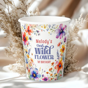 Wildflower Wild One 1st birthday  Paper Cups