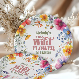 Wildflower Wild One 1st birthday Paper Plate