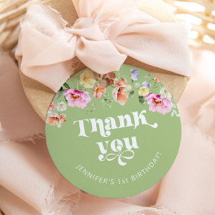Wildflower wild one birthday thank you favour tags