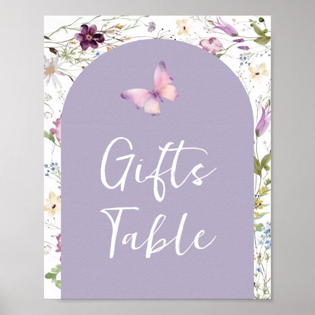 Wildflower Wild ONE Butterfly Garden Gifts Table Poster (Front)