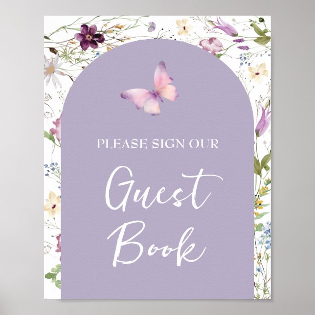 Wildflower Wild ONE Butterfly Garden Guest Book (Front)