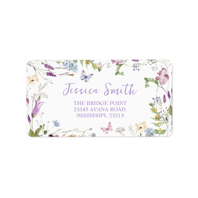 Wildflower Wild ONE Butterfly Garden Party Address Label (Front)
