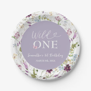 Wildflower Wild ONE Butterfly Garden Party Paper Plate