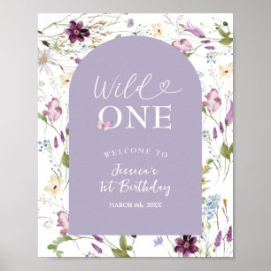 Wildflower Wild ONE Butterfly Garden Party Welcome Poster